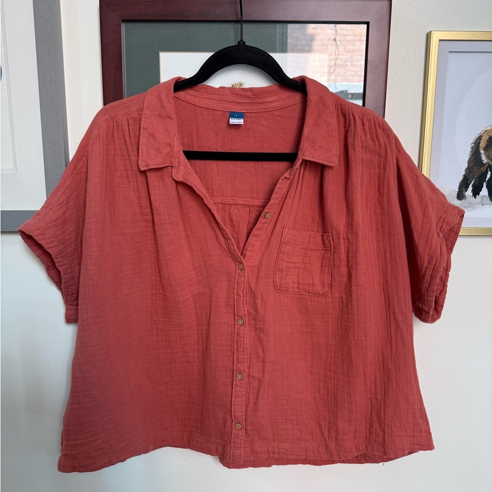 Old Navy Women's Terracotta Button-Down Shirt